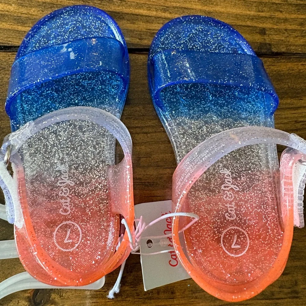Cat & Jack Kids Glitter Sandals - Blue and Red
